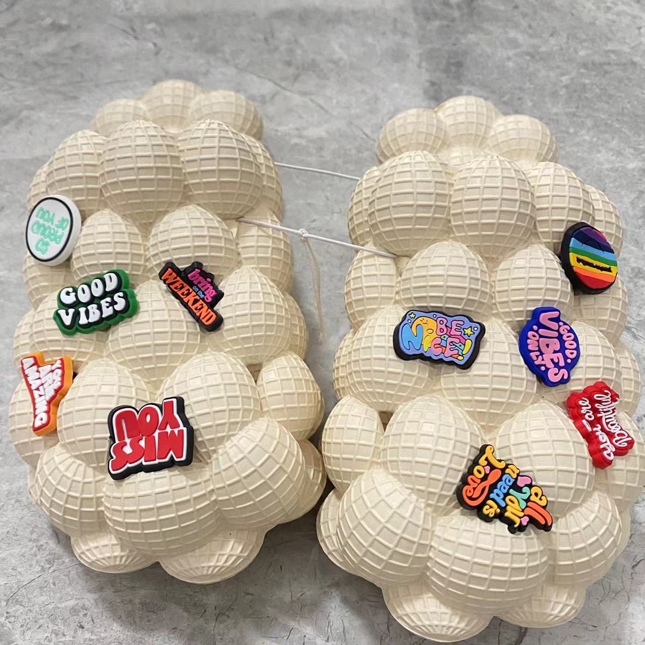 Bubblies™ Beige Bubble Slides with Charms 2 / 3 - 4 men / 4.5 - 5.5 women / 35 - 36 EU Bubble Slide Bubblies