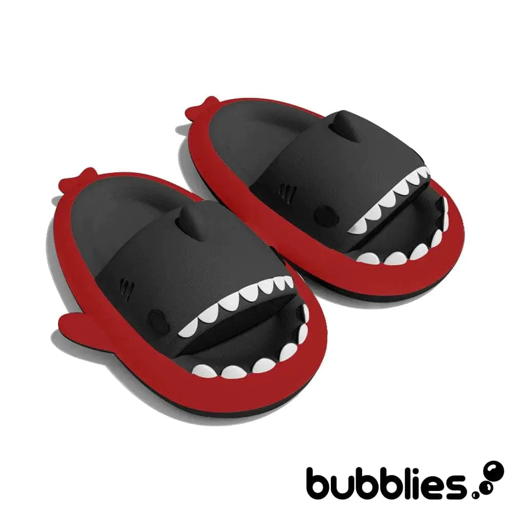 Sharkies™ Shark Slides - Duo Black and Red / EU 36-37 (fits 35-36 feet): US Women's 4.5-6 Shark Slides Bubblies