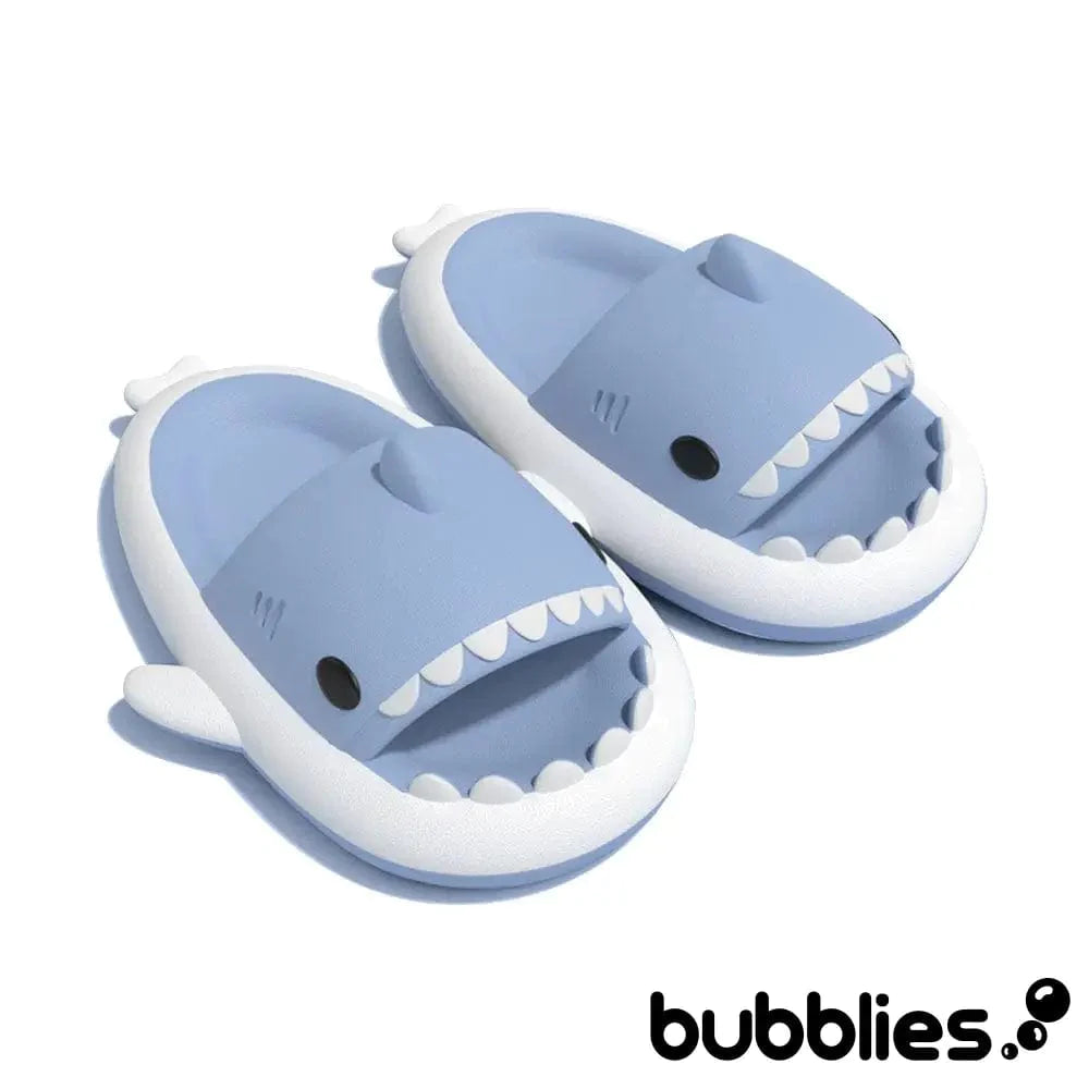 Sharkies™ Shark Slides - Duo Blue and White / EU 36-37 (fits 35-36 feet): US Women's 4.5-6 Shark Slides Bubblies