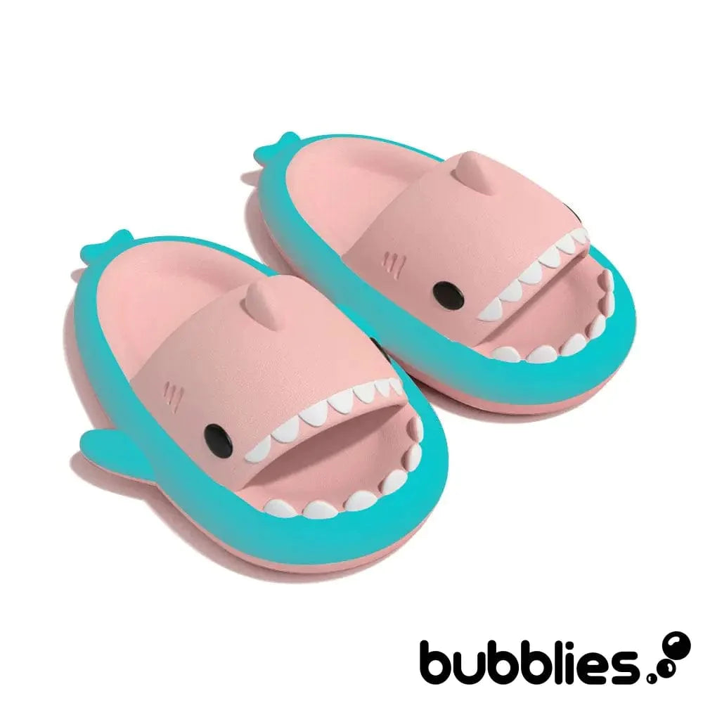 Sharkies™ Shark Slides - Duo Pink and Turquoise / EU 36-37 (fits 35-36 feet): US Women's 4.5-6 Shark Slides Bubblies