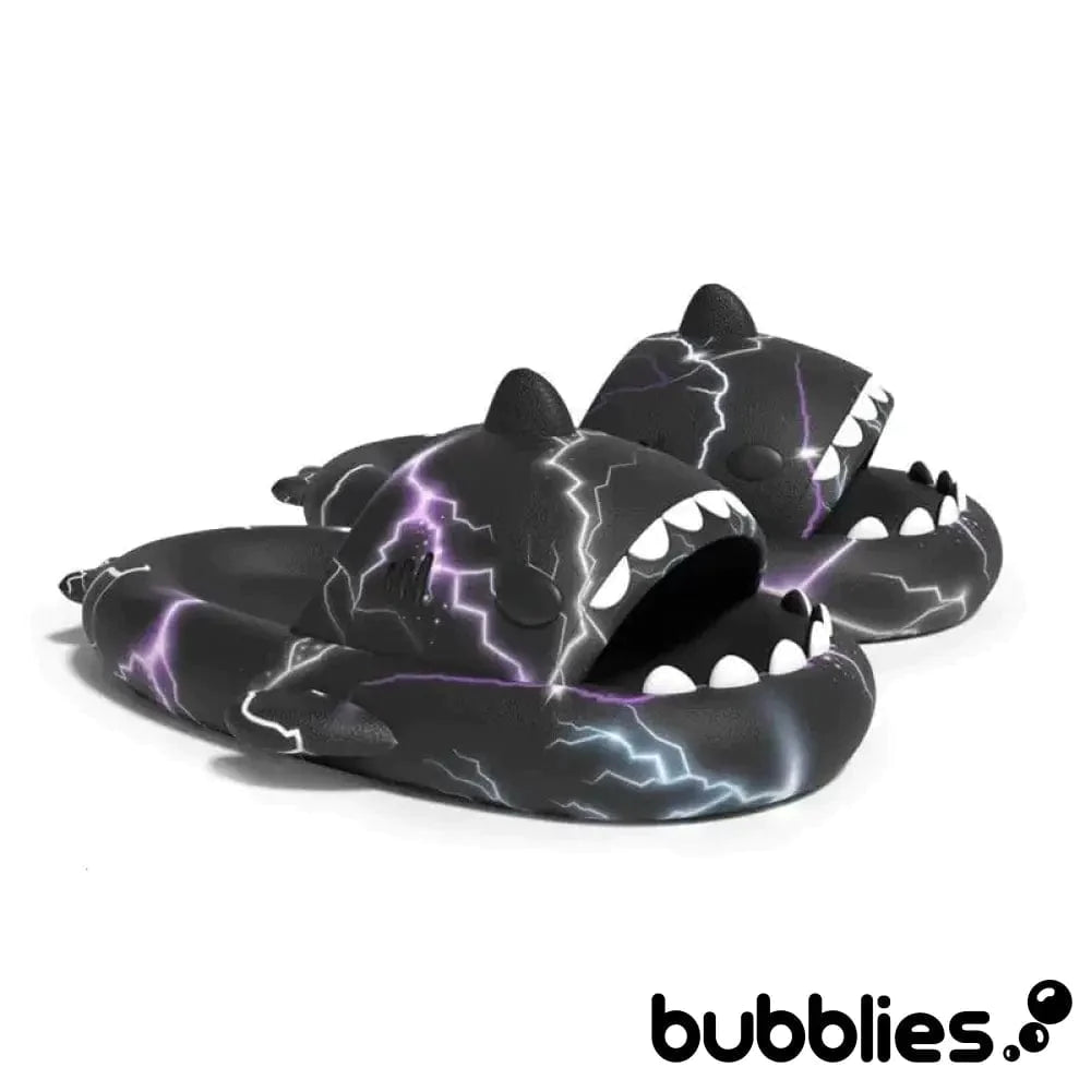 Sharkies™ Shark Slides - Lightning Midnight Black / 36-37 Shark Slides Bubblies
