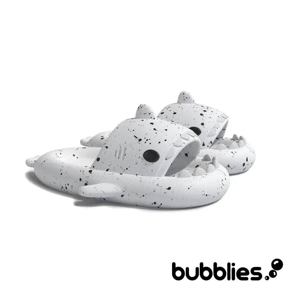 Sharkies™ Shark Slides - Splash White Dots / EU 36-37 (fits 35-36 feet): US Women's 4.5-6 Shark Slides Bubblies