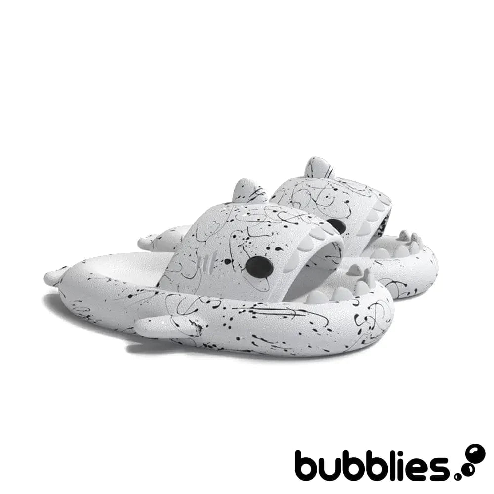 Sharkies™ Shark Slides - Splash White Graffiti / EU 36-37 (fits 35-36 feet): US Women's 4.5-6 Shark Slides Bubblies