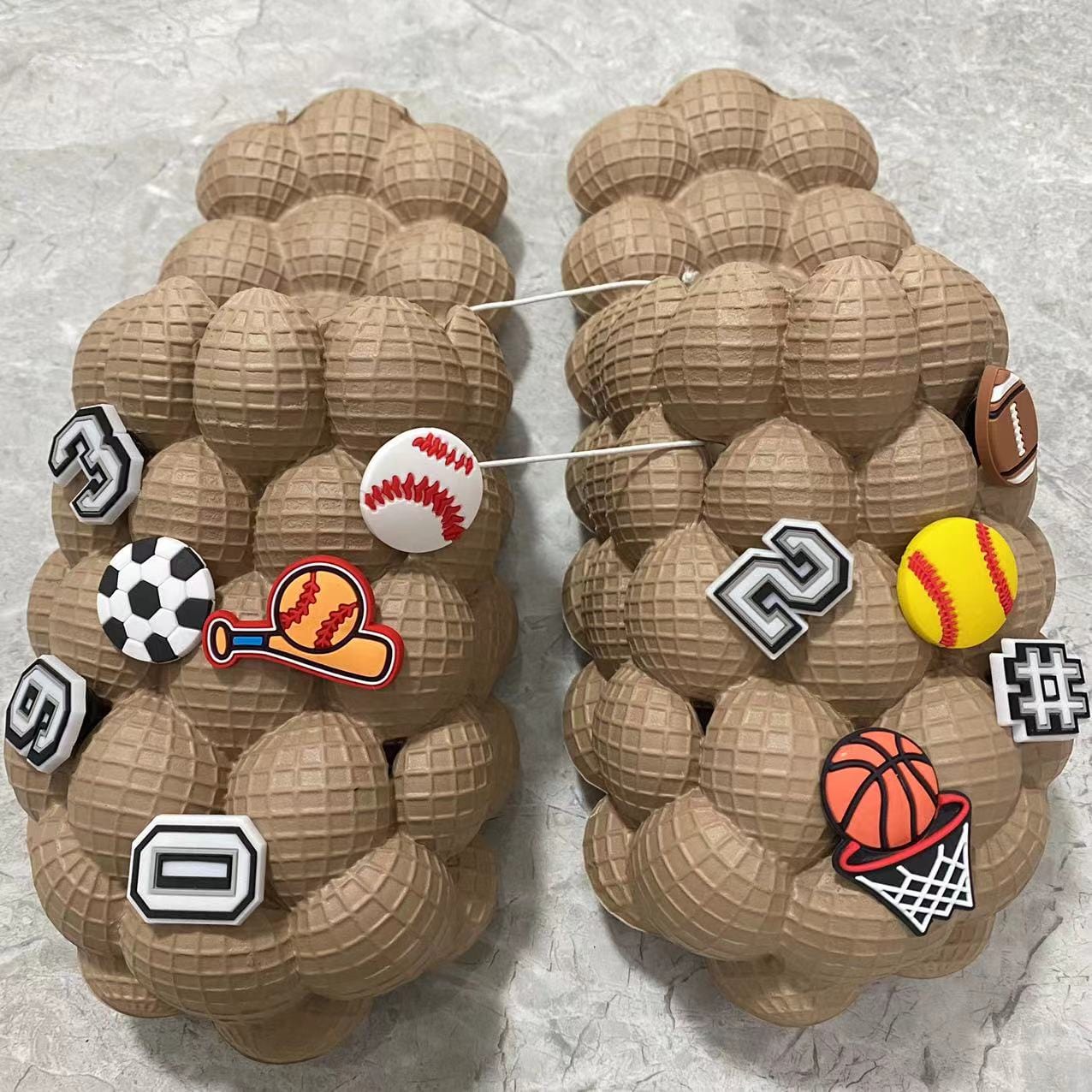 Bubblies™ Camo Brown Bubble Slides with Charms 3 - 4 men / 4.5 - 5.5 women / 35 - 36 EU Bubble Slide Bubblies