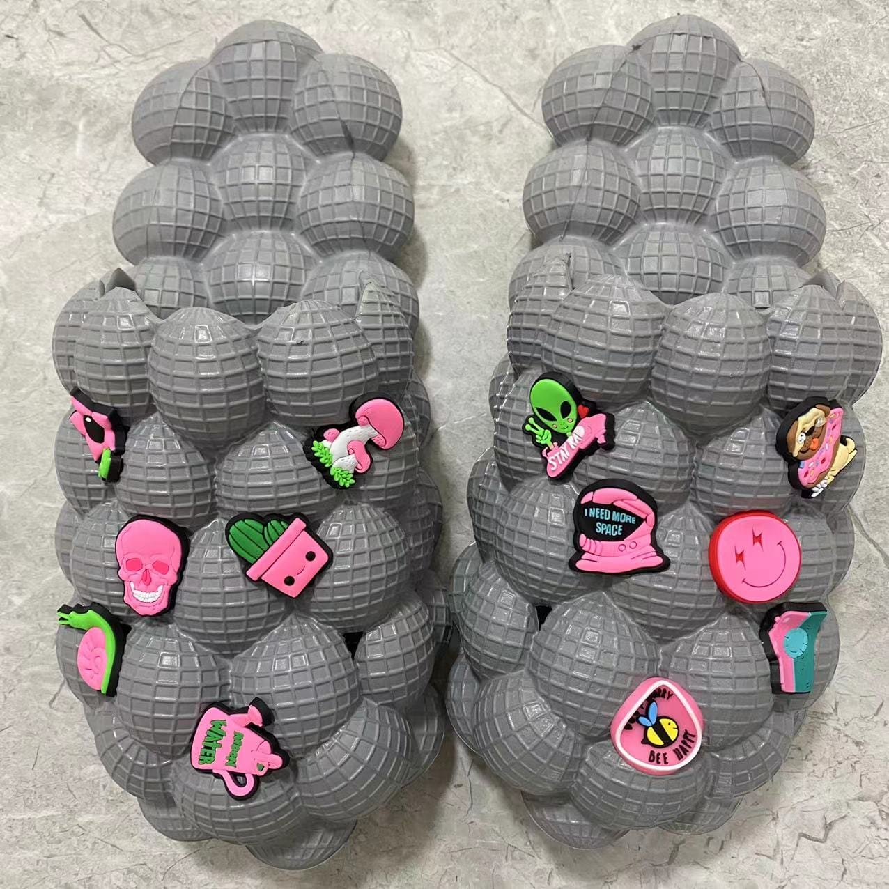 Bubblies™ Light Gray Bubble Slides with Charms 2 / 3 - 4 men / 4.5 - 5.5 women / 35 - 36 EU Bubble Slide Bubblies
