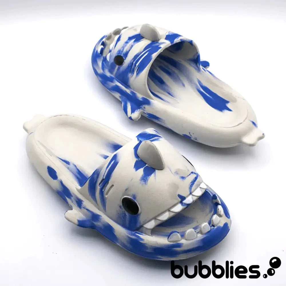 Sharkies™ Shark Slides - Graphic Blue/White / 5.5-6.5 women / 4-5 men Shark Slides Bubblies